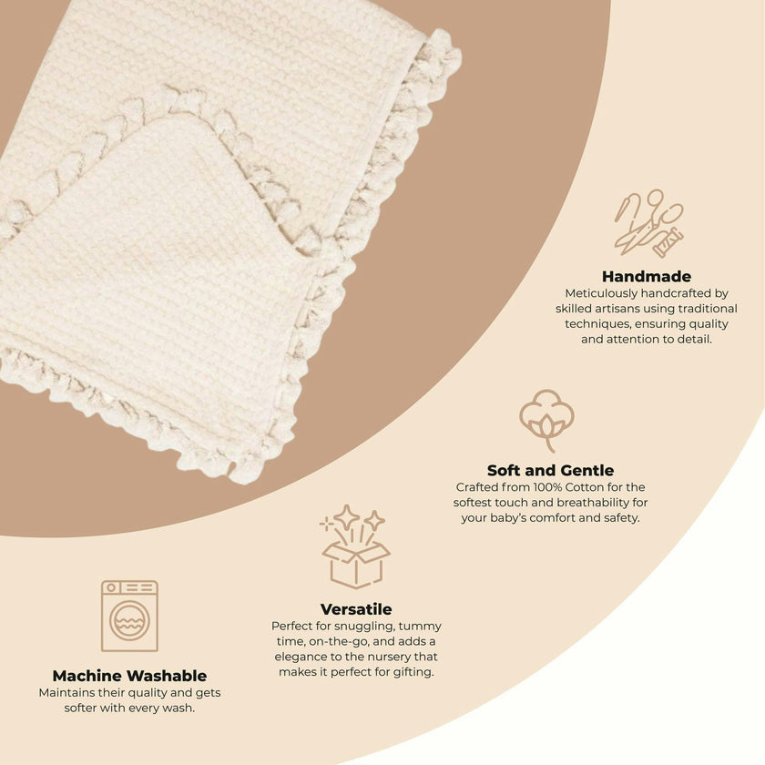 Cotton Waffle Knit Baby Blanket (Cream)