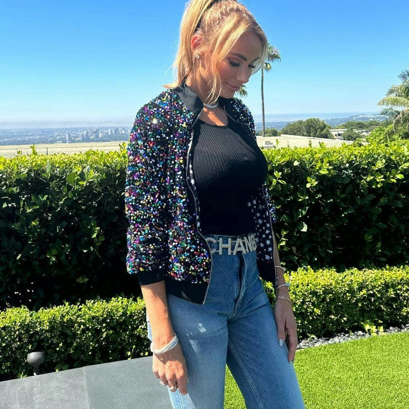 Women's Shimmering Stardust Sequin Bomber