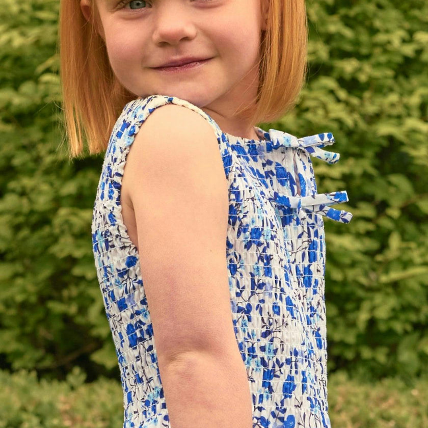 Mini Ana Dress in Ditsy Cobalt Floral