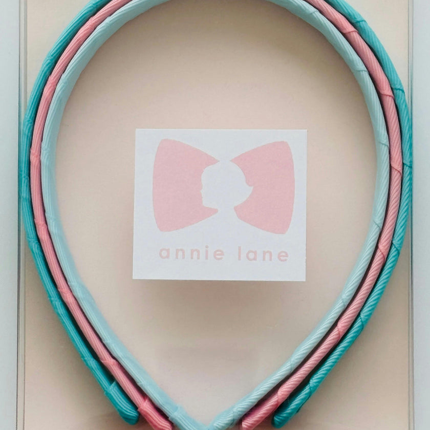 Set of three headbands - turquoise, pink and light blue