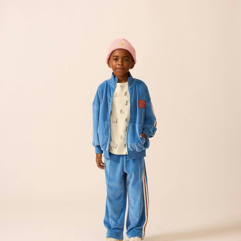 Velour Track Jacket in Blue Note