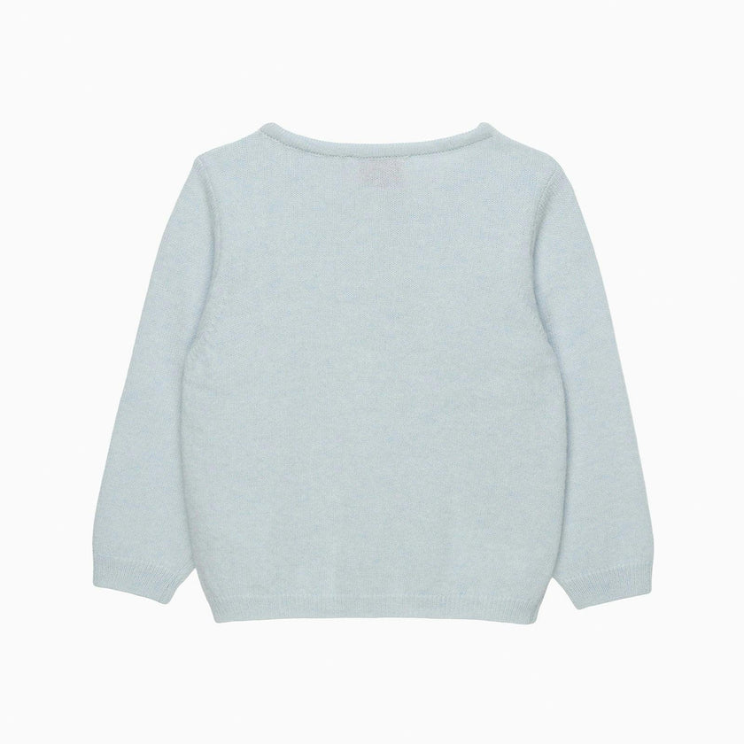 Baby Velvet Bow Cardigan in Pale Blue