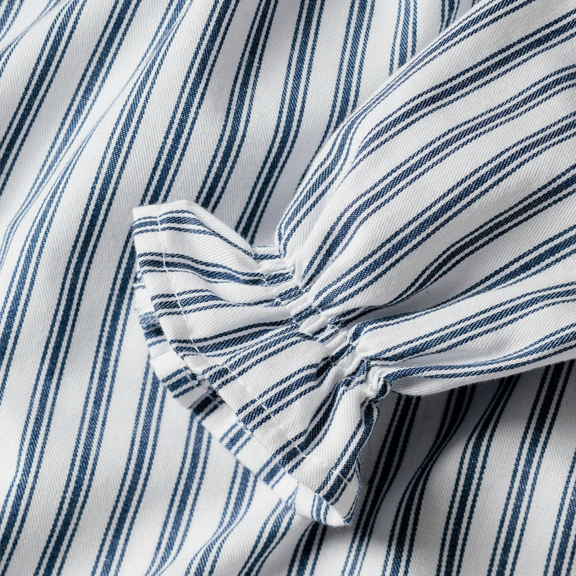 Girl's Twill Delphine Nightgown in Navy French Ticking