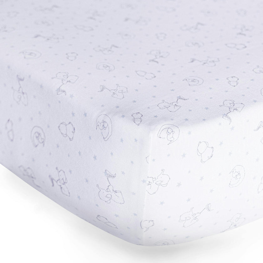 Peruvian Pima Cotton Mini Crib & Pack 'n Play Fitted Sheet – Elephant Sky