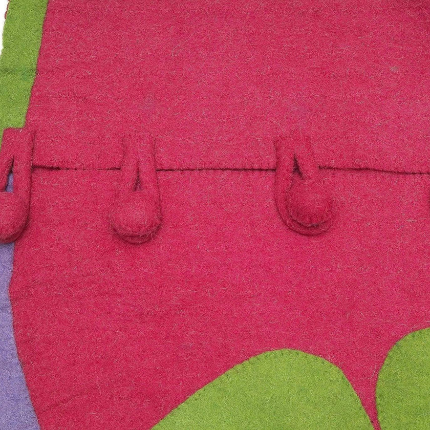 Handmade Retro Flowers Pink Christmas Tree Skirt Felt 60" Arcadia Home