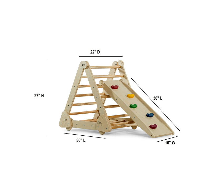 Vicus Foldable Triangle Ladder with Ramp | Montessori Toddler Climber with Rock Steps & Slide
