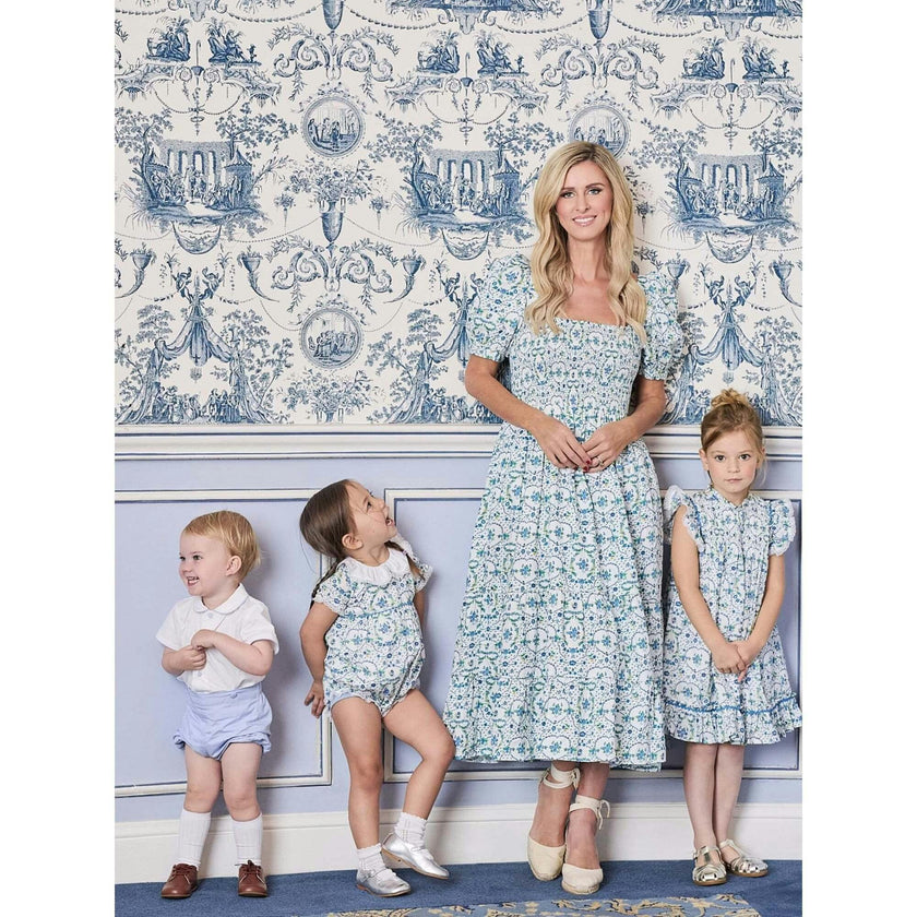 Nicky Hilton x La Coqueta Blue Bow Floral London Women Long Dress