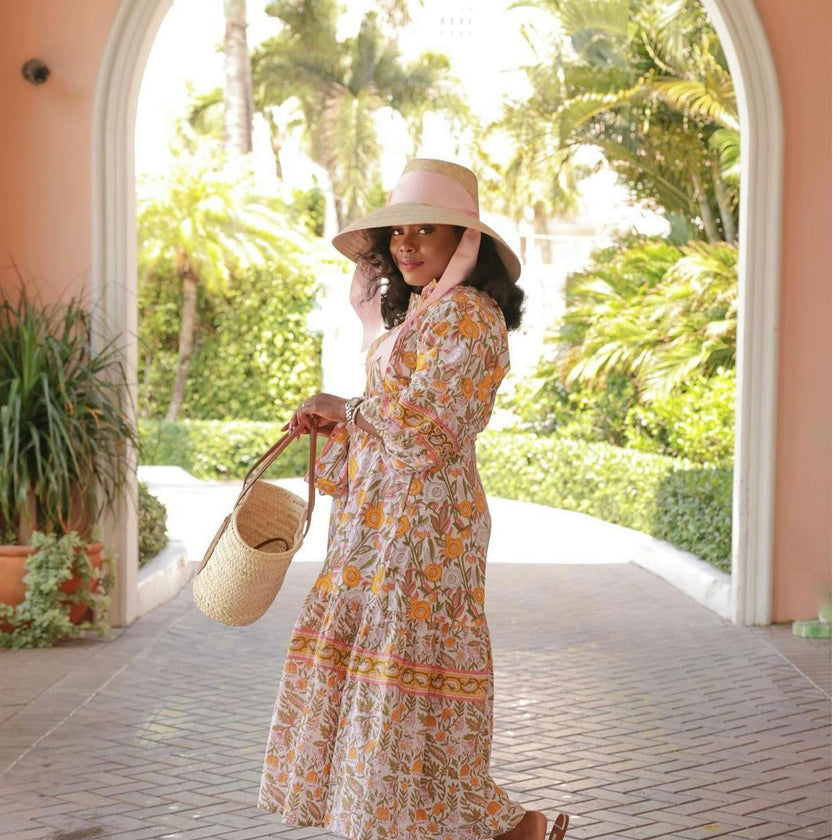 Wildflower Sun Hat (PreOrder Shipping June 19th) - Light Pink Wide & Short Grosgrain Ribbon