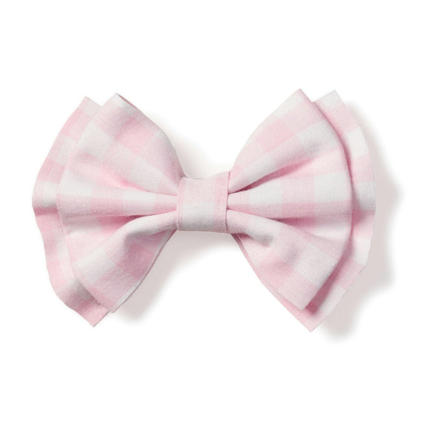 Girl's Twill Hair Bows in Pink Gingham