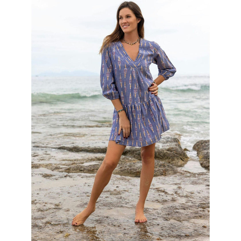 Marina Women's Mini Dress Chambray Ikat, Blue