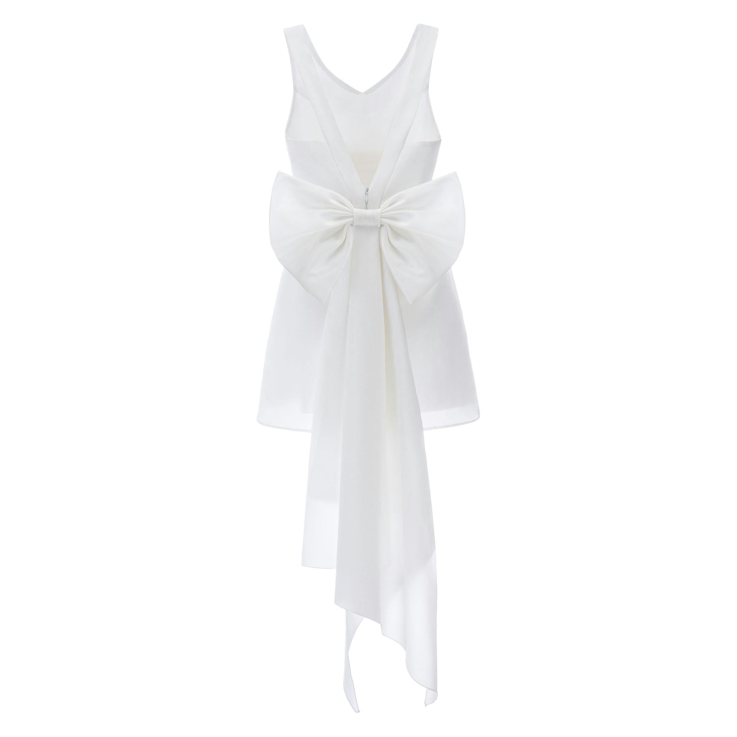 White Isabel Back Bow Dress