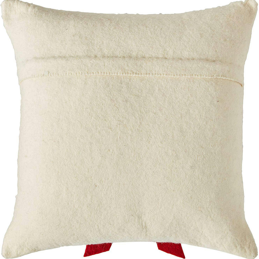 Red Bow Cream - Christmas Pillow Cover Hand Felted Wool - 20" / 14" Arcadia Home