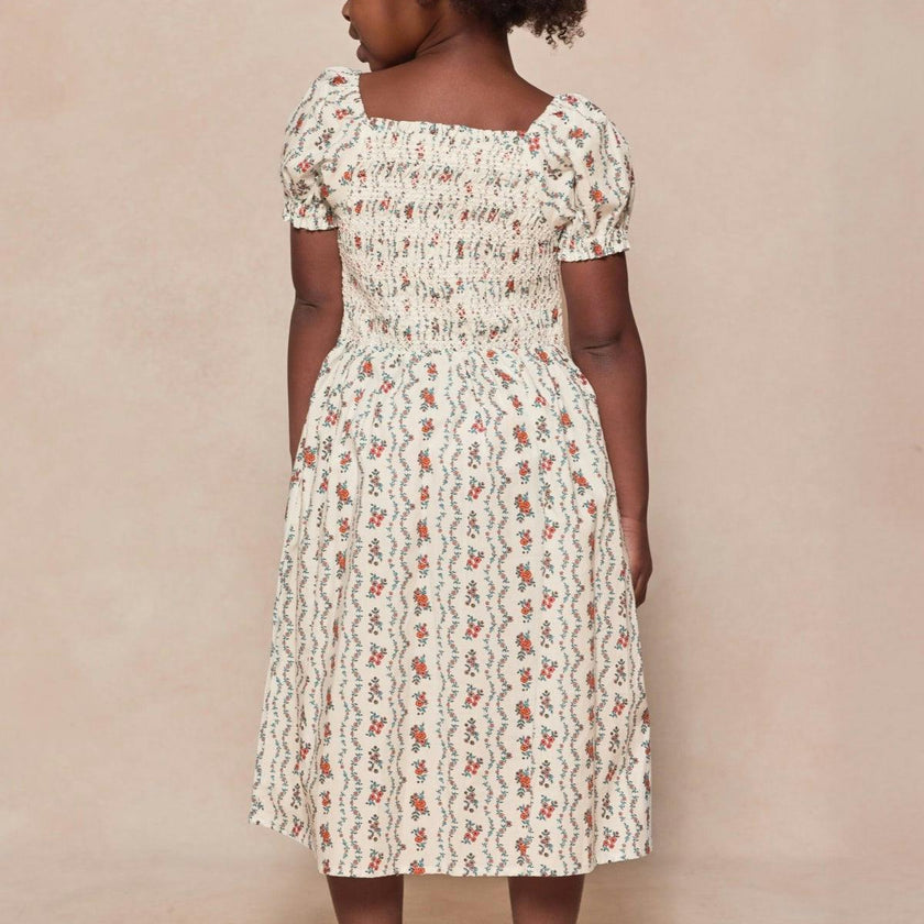 Mini Sunday Best Dress in Linear Poppy Woodblock