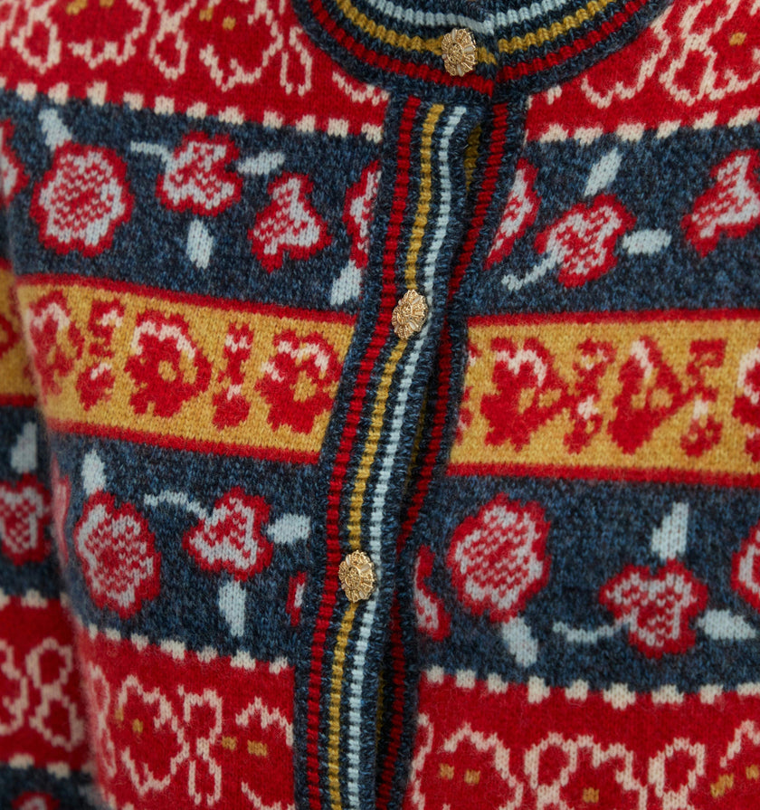 The Sonnet Cardigan - Lech Floral Stripe Red
