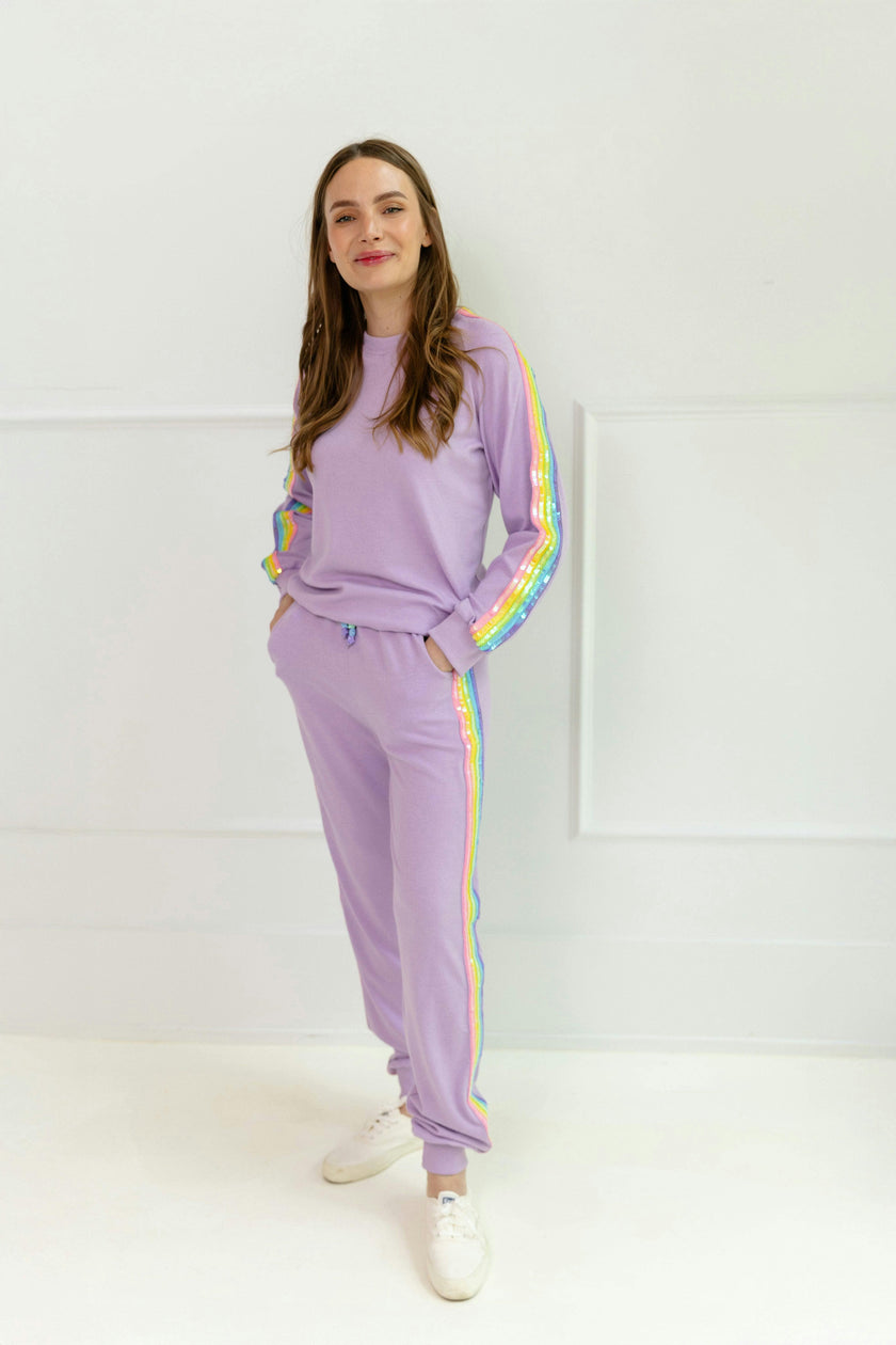 Women's Lavender Rainbow Sequin Set