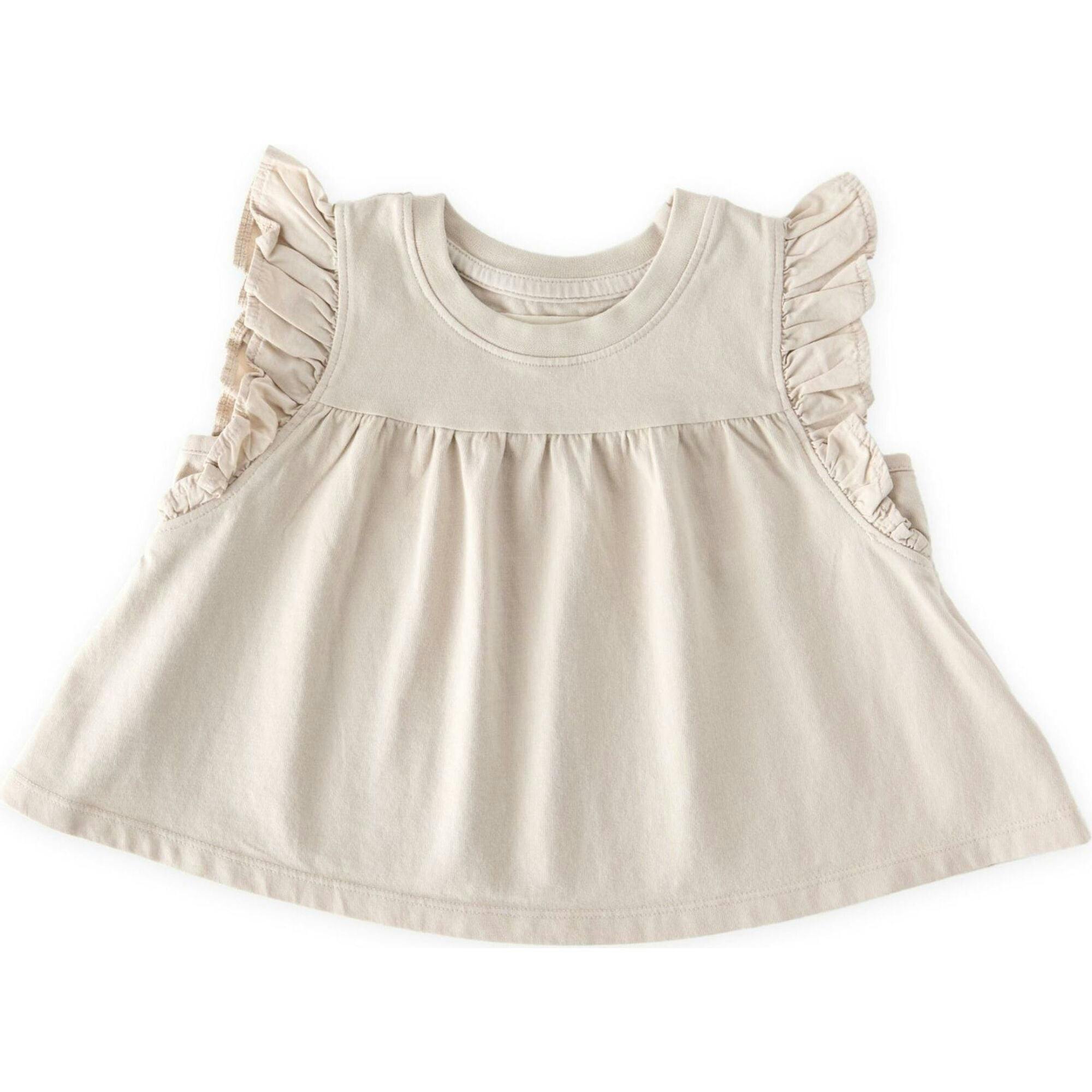Garment Dye Ruffle T-Shirt, Brown