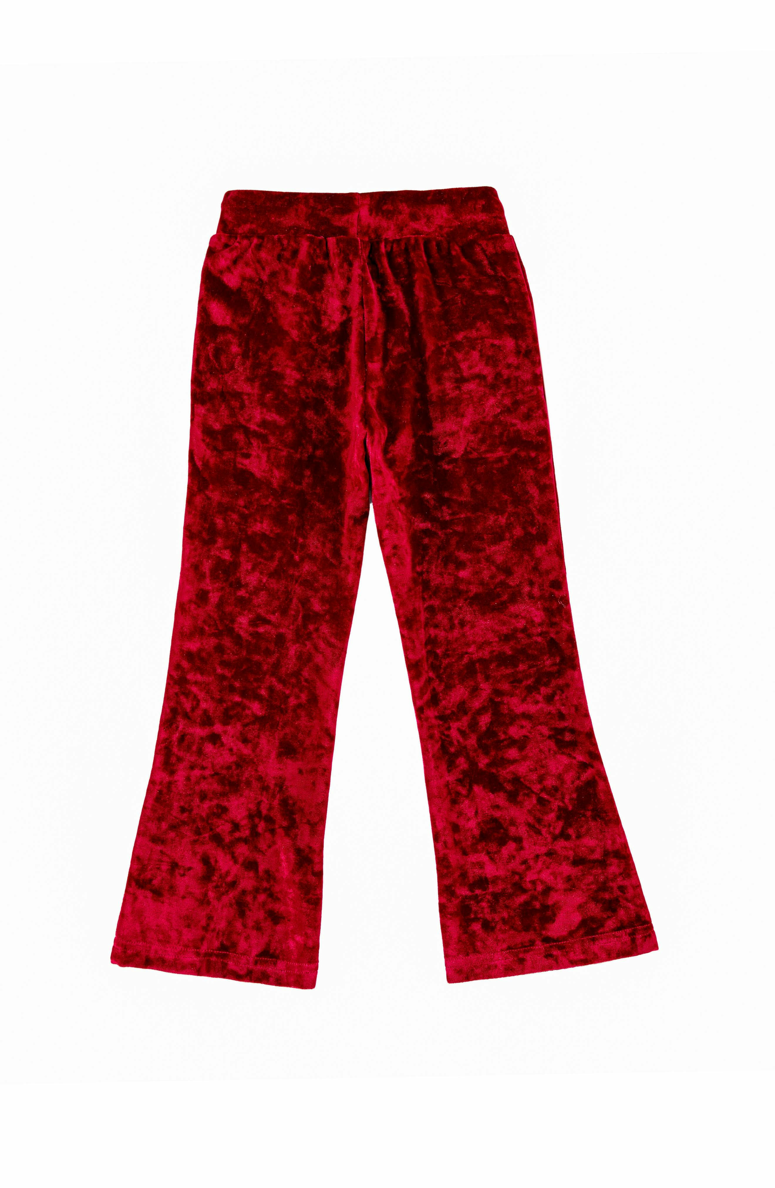 Velvet Yoga Pant with Embroidered Hearts, Red