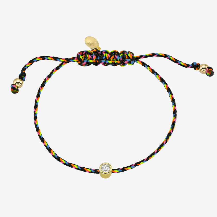 14k Gold Lab Diamond Bezel Paracord Fortune Bracelet