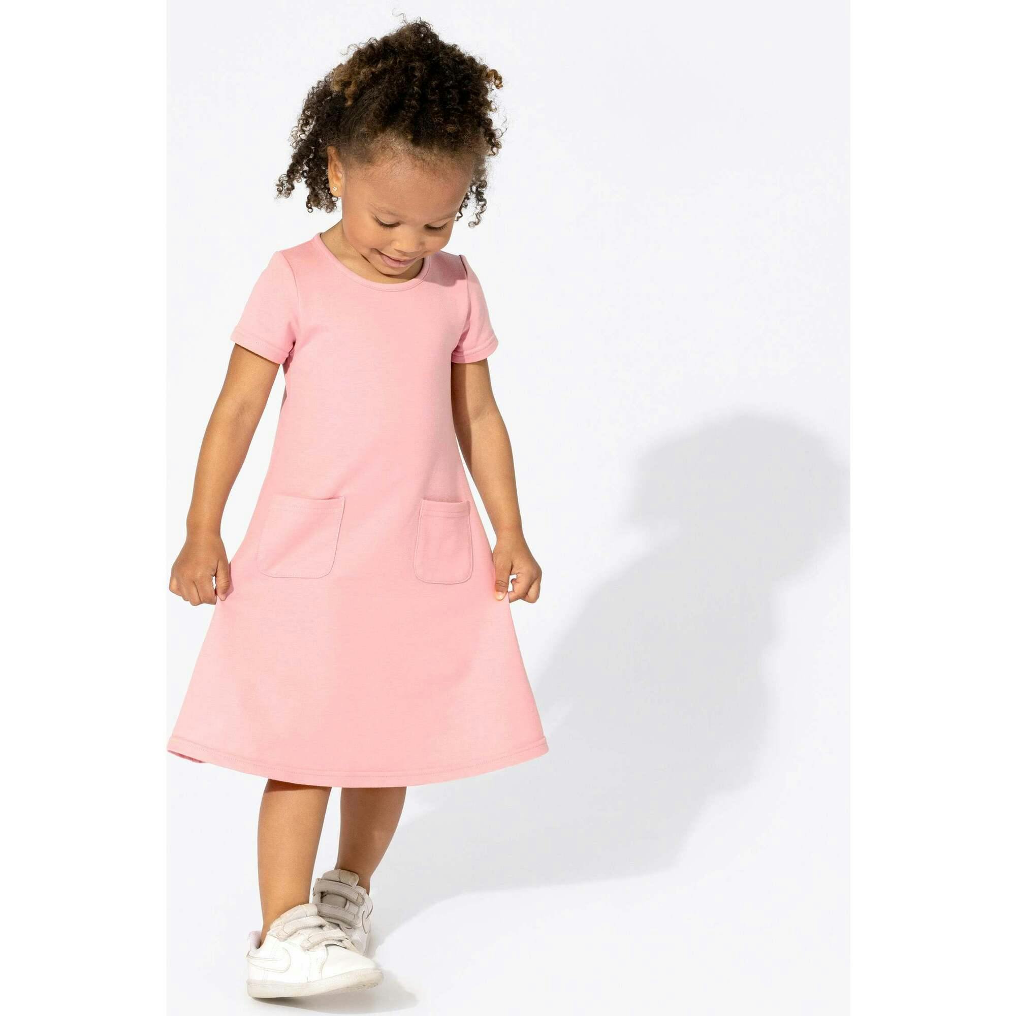 Dusty Rose Bamboo Terry Daywear Girls' Short Sleeve Dress