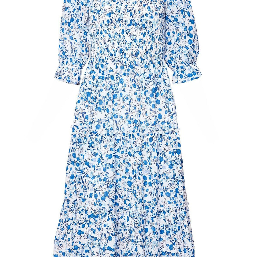 Madeline Dress in Ditsy Cobalt Floral
