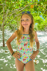 Maggie Preteen One-piece Swimsuit in Seaside Picnic