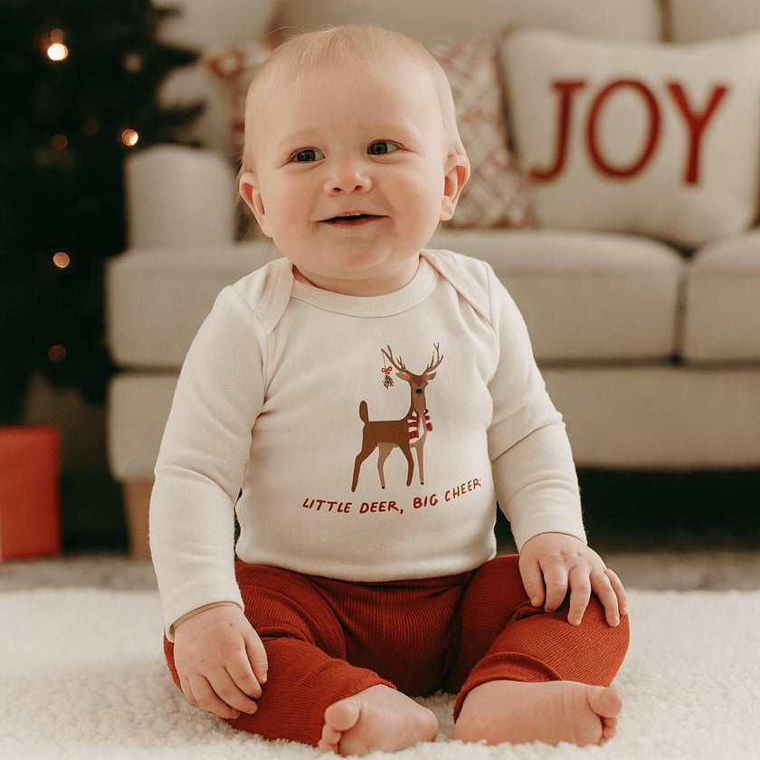 long sleeve graphic bodysuit | little deer big cheer