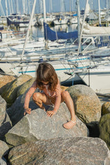 Long Sleeve Rashguard Ruffle Swimsuit | Sienna Gingham