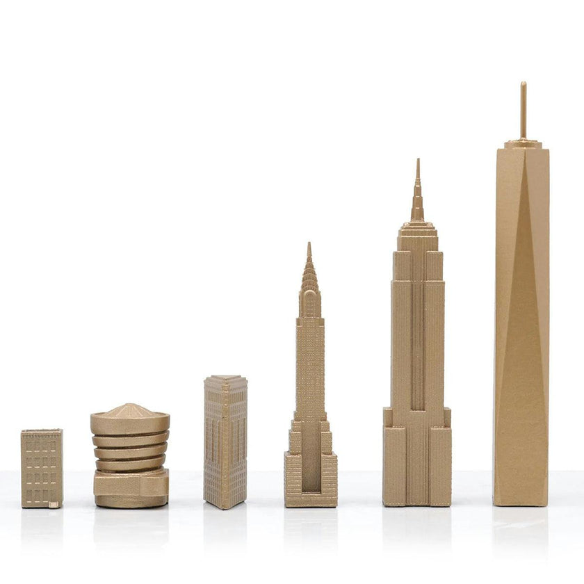 Chess Set Luxury Bronze NEW YORK with New York  Map Board