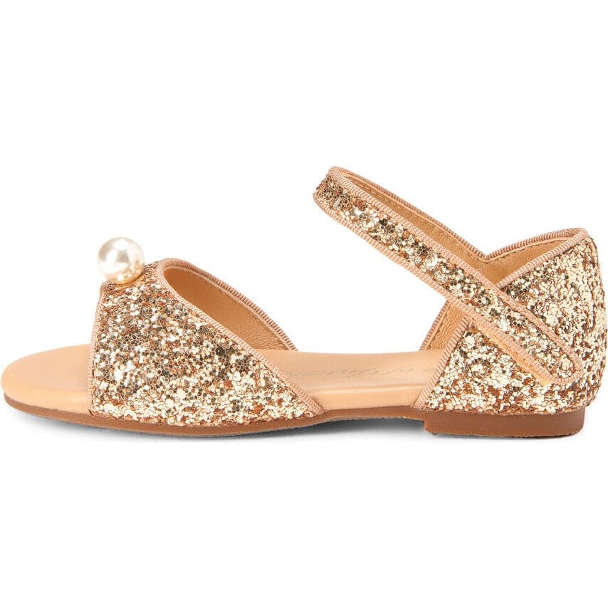 Mila Glitter Leather Slip-On Flat Sandals