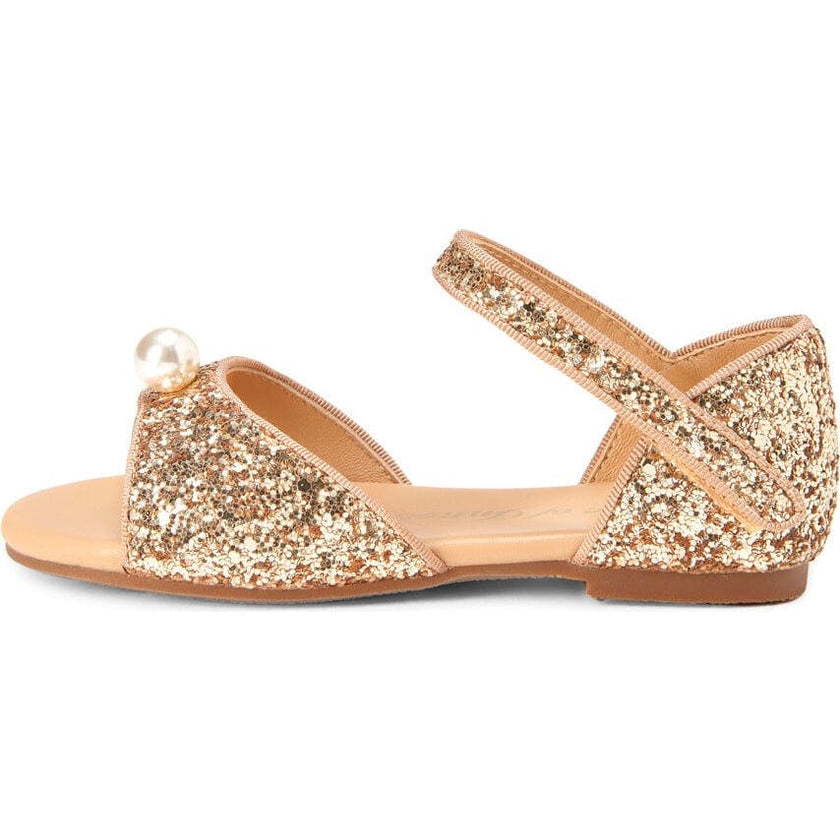 Mila Glitter Leather Slip-On Flat Sandals