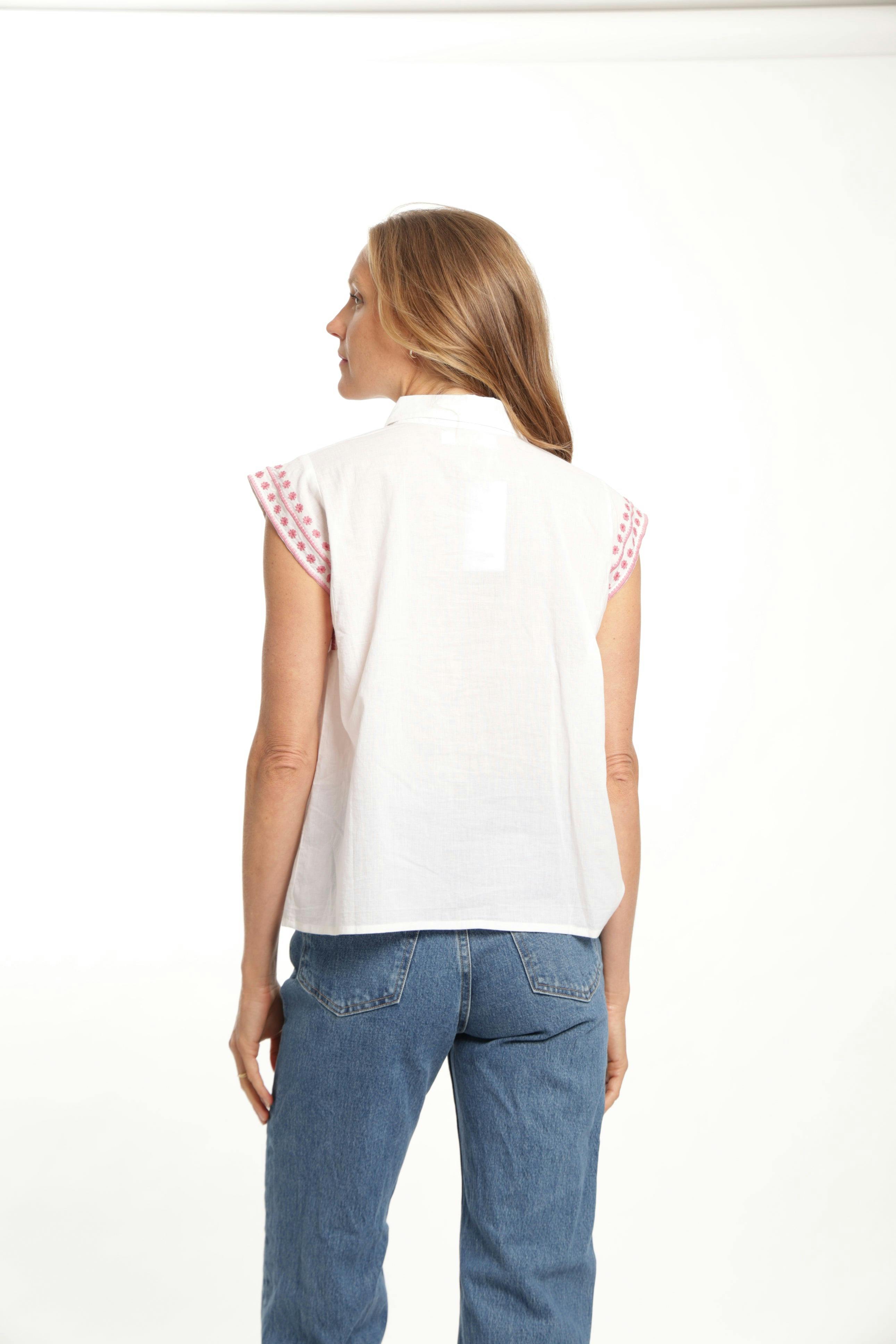 Esmeralda Blouse in White Blush
