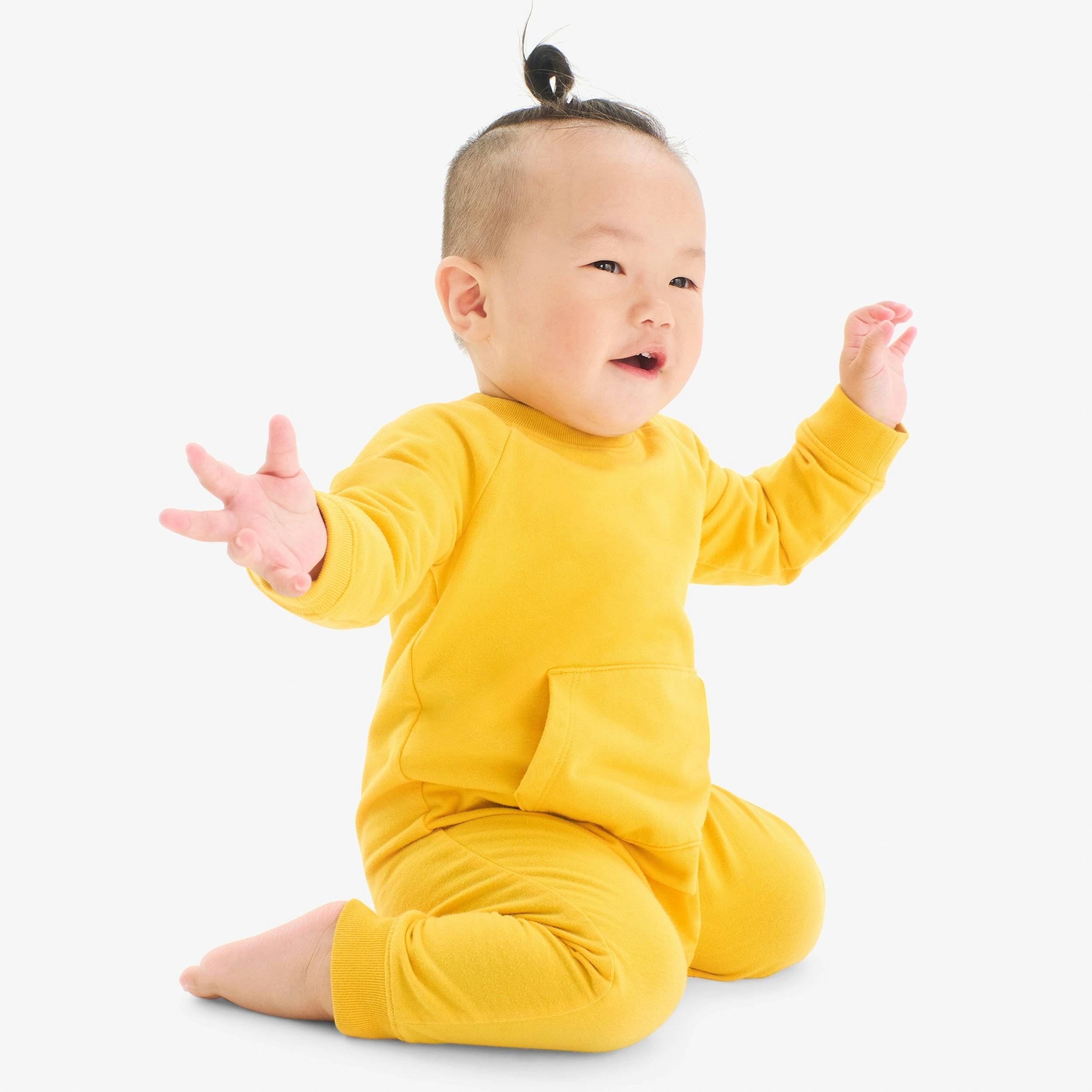 Baby sweatshirt romper in solids