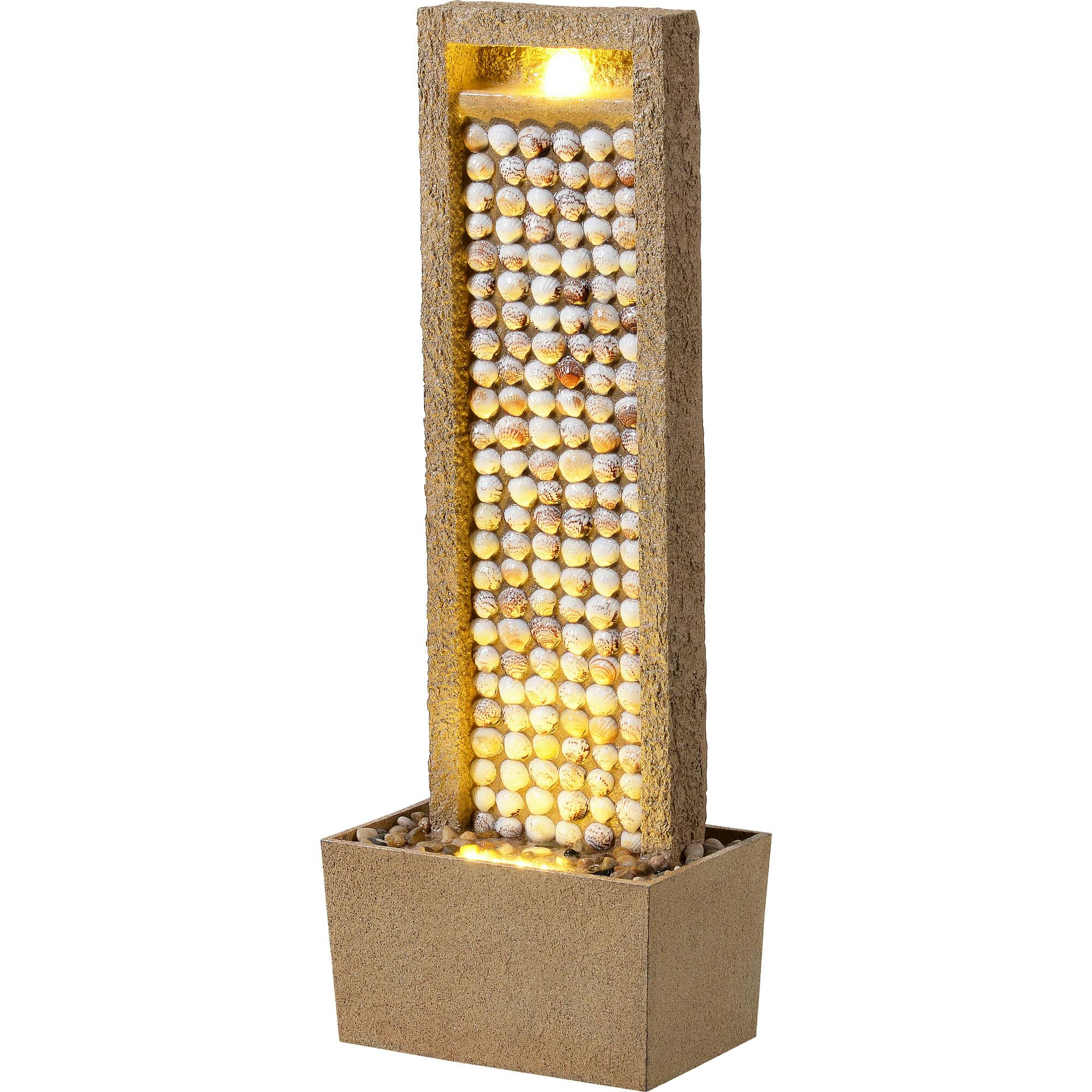 Teamson Home Coastal Seashells Design Outdoor Water Fountain with Warm Glow Lighting