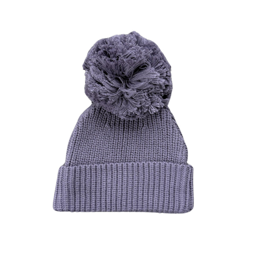Knit Pom Hat in Plum