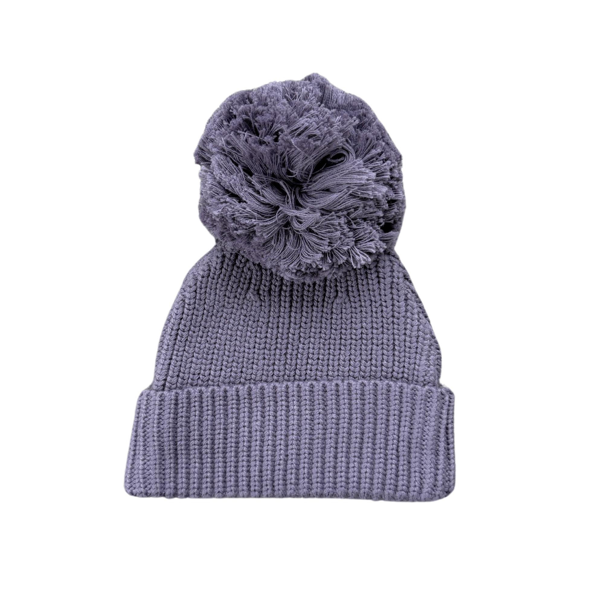 Knit Pom Hat in Plum