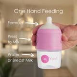 PopYum 5 oz Pink Anti-Colic Formula Making/Mixing/Dispenser Baby Bottles, 2-Pack with #1 Slow Flow Nipples