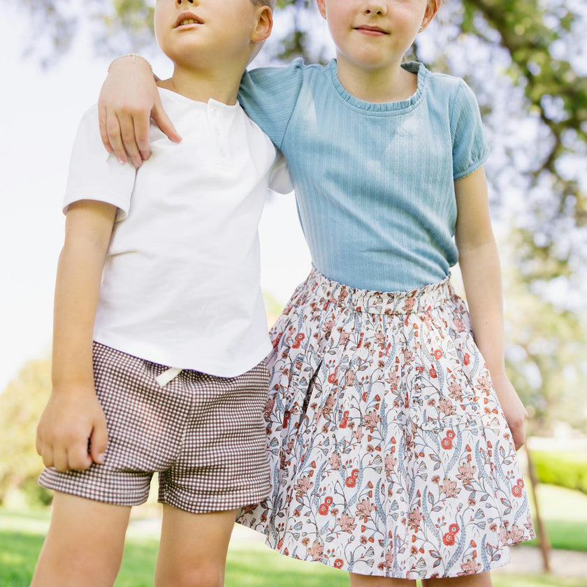 girls dusk blue ruffle pointelle puff sleeve shirt