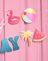 Pool Party Banner - glitter banner + icons