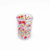 Packed Party Celebrate Every Day Confetti Pen Cup Organizer - Double Wall Clear Acrylic Desk Organizer with Trapped Multicolor Confetti for Home and Office