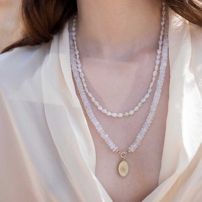 Faceted Rainbow Moonstone Necklace