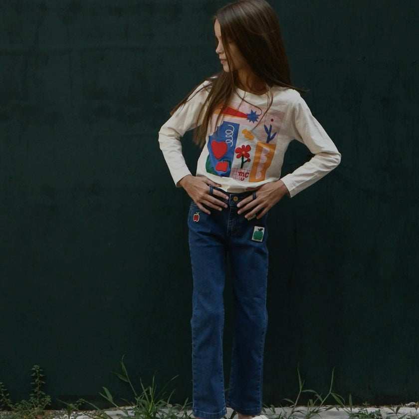 Recycled Denim Apple Patch Kid Pant