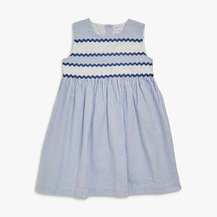 Miel Dress Blue Stripe Seersucker