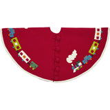 Handmade Toy Train Red Christmas Tree Skirt Felt 26"/60" Arcadia Home