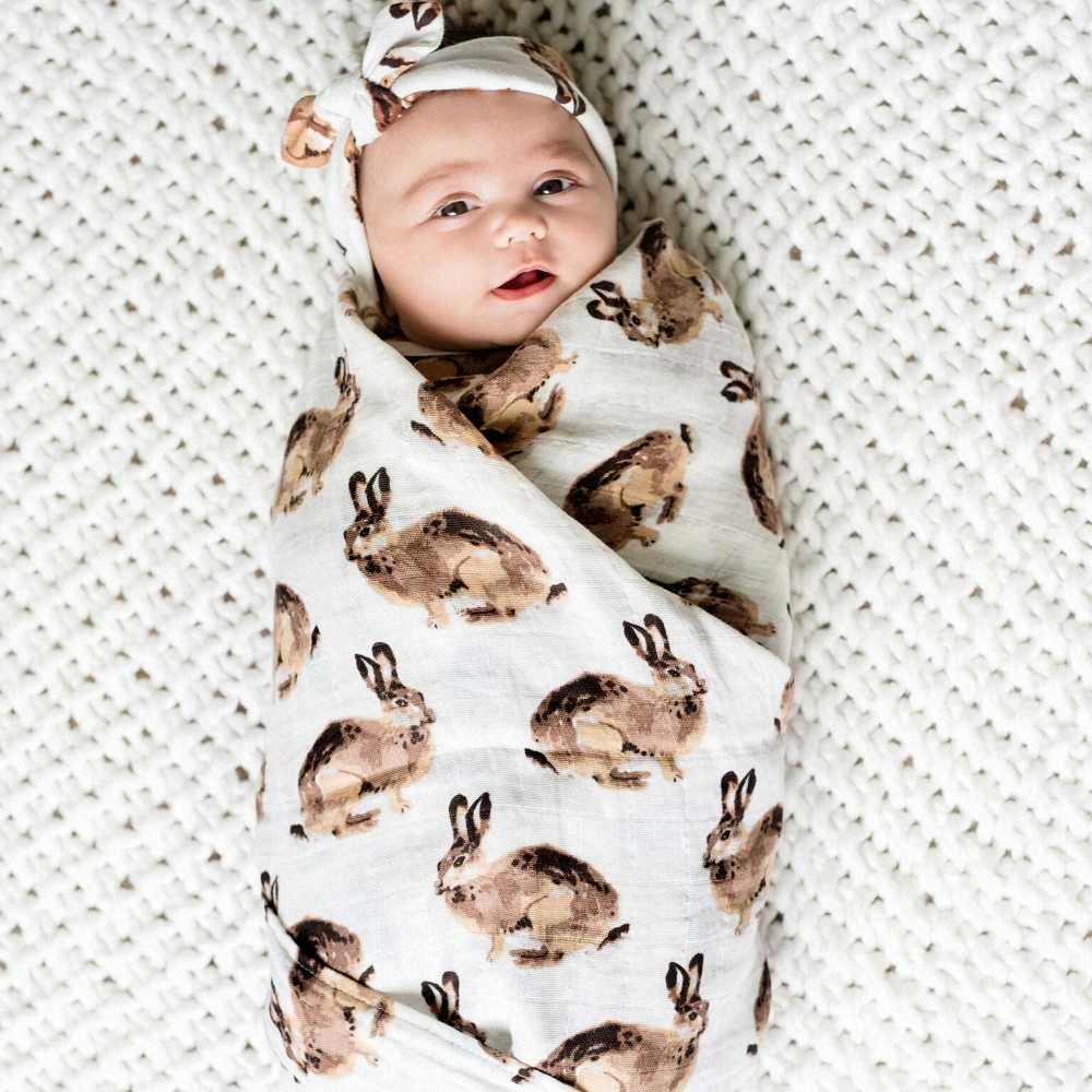 Green Floral Bamboo Muslin Swaddle Blanket