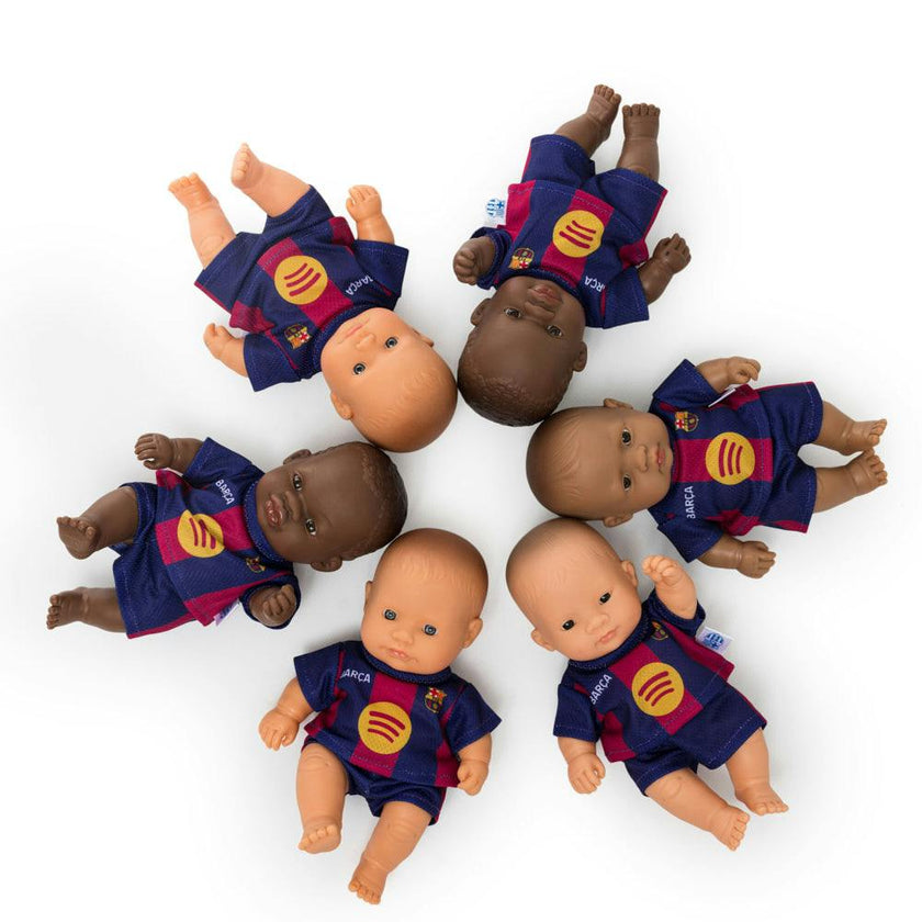 Miniland 8 1/4" Baby Boy Girl with Barcelona Soccer Jersey