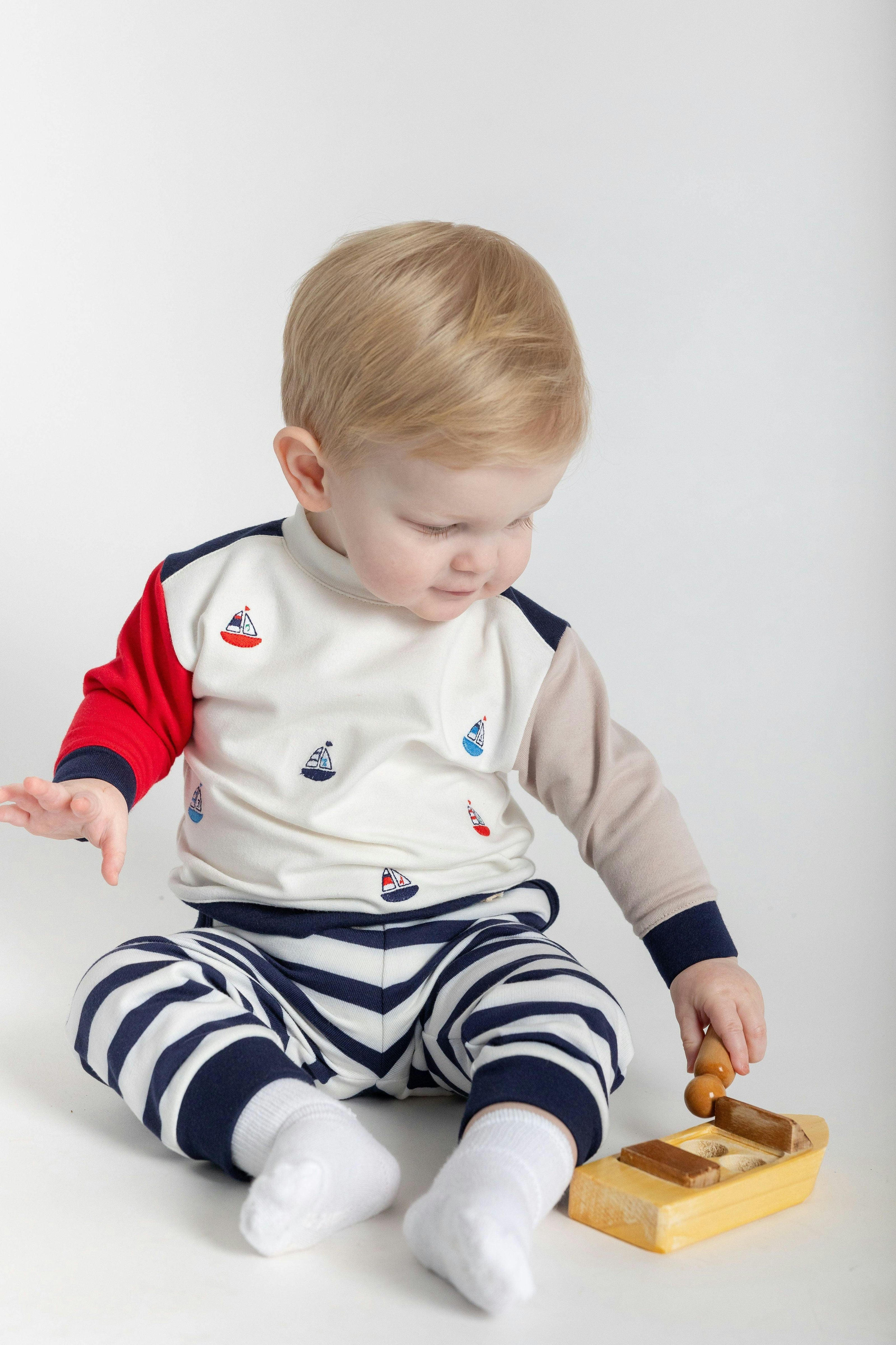 French Terry Knit Set With Saliboats