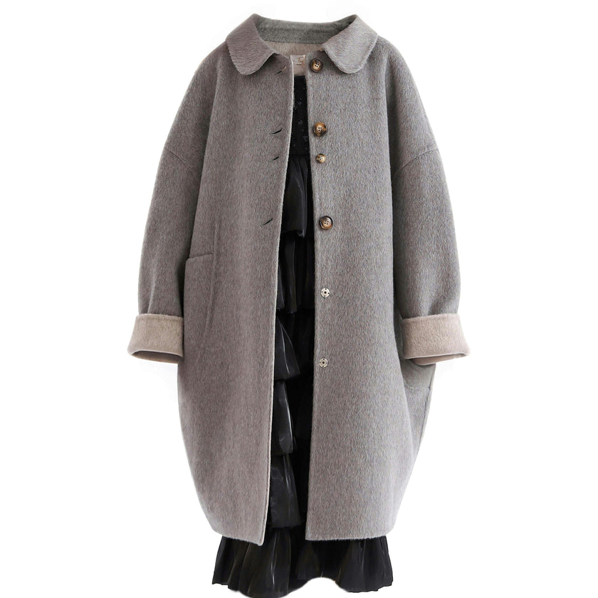 Gray Wool Coat with Peter Pan Collar