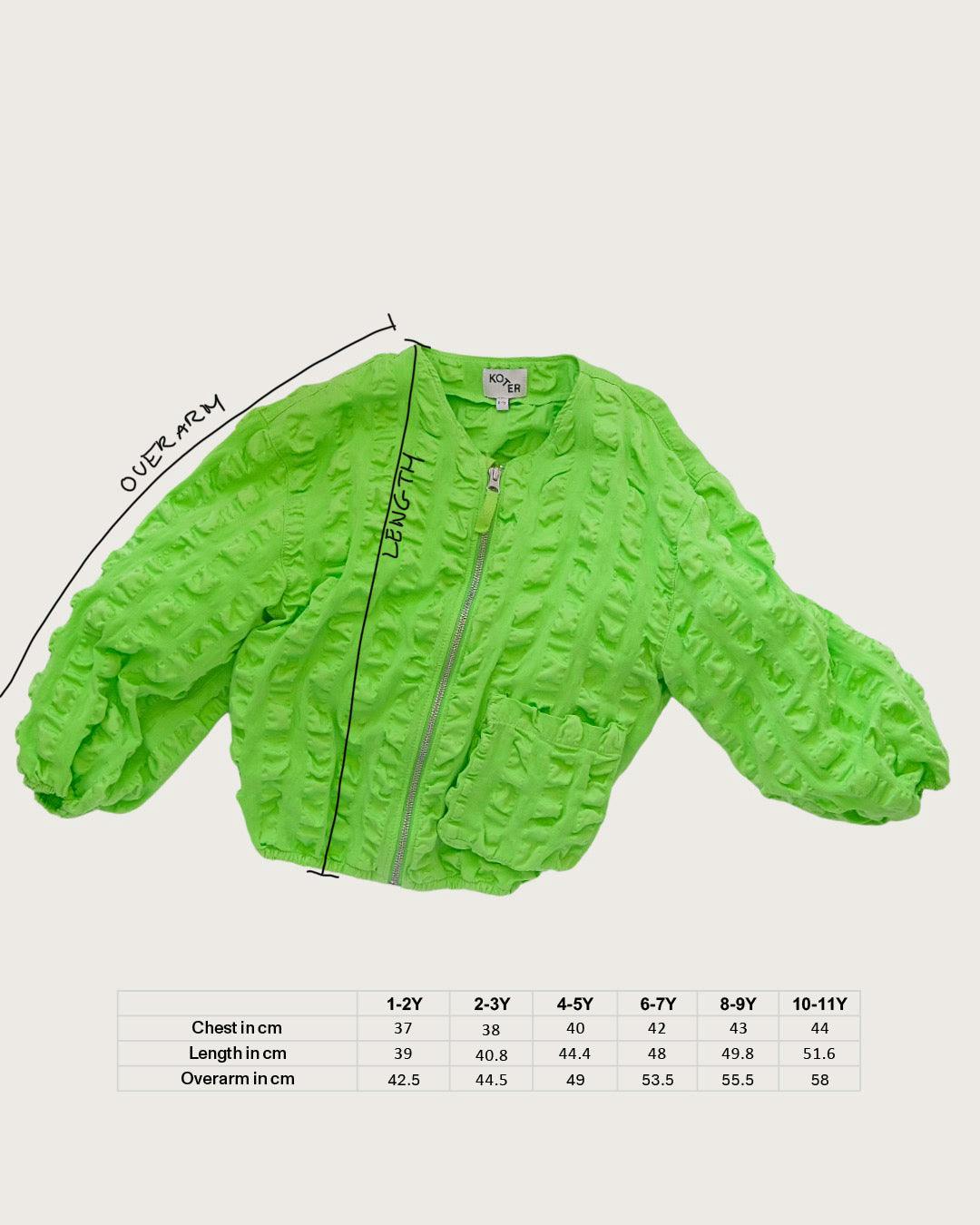 Koko Green Oversized Seersucker Bomber Jacket