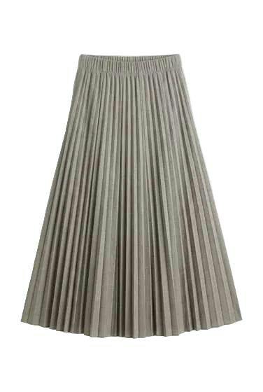 Midi Length Crinkle Pleating Skirt