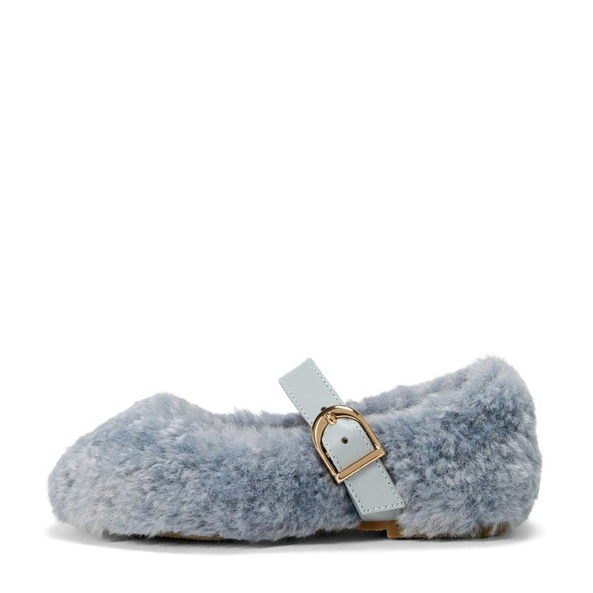 Buffy Contrasted Strap Fluffy Shearling Woody Shoes